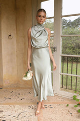 Celebrated Vibe One Shoulder Sleeveless Midi Dress