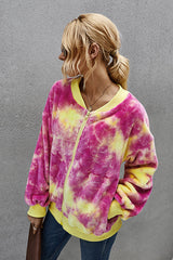 Ready For Fall Tie-Dye Fluffy Jacket