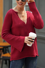 Suéter de punto largo con cuello en V Sleepy Sunday