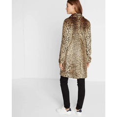 Plüschmäntel mit Leopardenmuster und Stehkragen