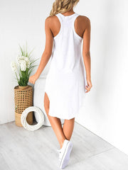 Vestido recto sin mangas con cuello en U y espalda en I