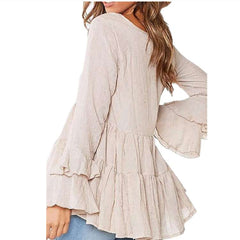 Pure Casual Rundhalsausschnitt Gored Plicated Langarm T-Shirts