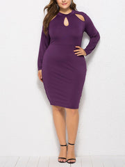 Vestido ajustado sexy liso de talla grande para mujer