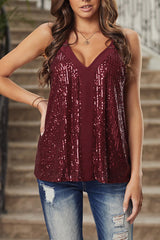 Maddox Sequin V-Neck Cami Top