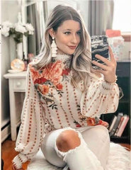 Blusen mit Puffärmeln und hohem Kragen