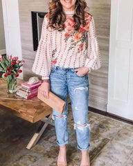 Blusen mit Puffärmeln und hohem Kragen