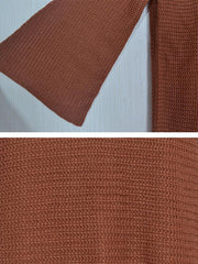Einfacher, kaffeefarbener Pullover mit Rundhalsausschnitt und großen Ärmeln