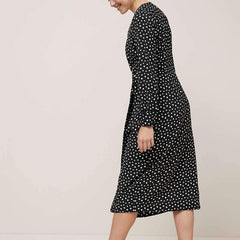 Vestidos maxi de manga larga con cuello en V y estampado de puntos