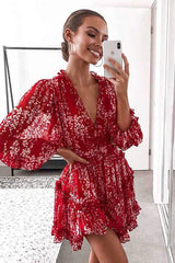 Love is Life Ruffled Printed Mini Dress