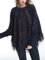 Pullover mit Fledermausärmeln und Labyrinthmuster
