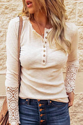 Top de manga larga con encaje acanalado Eyes On Me