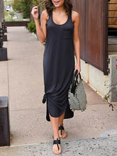 Vestidos maxi lisos de cuello en U sin mangas largos de uso diario para mujer