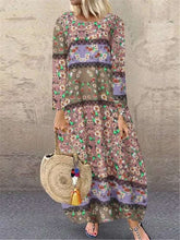 Vestidos maxi estampados de manga larga y cuello redondo