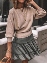 Suéteres de punto para mujer con mangas de murciélago y cuello redondo lisos