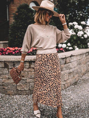 Suéteres de punto para mujer con mangas de murciélago y cuello redondo lisos