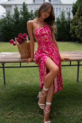 Beauty And Brains Print High-Slit Midi Dress