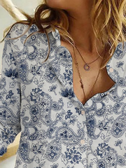 Camisas y blusas con estampado paisley de manga larga de talla grande