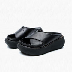 Sandalias casuales con plataforma y punta abierta, cómodas y tipo slide