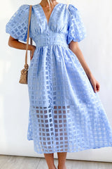 Garden Of Romance Puff Sleeve Midi Dress