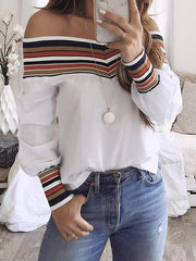 Offene Schulter-Off-Shoulder-Langarm-T-Shirts für Damen