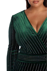 Plus Cassie Samt-Wickelkleider