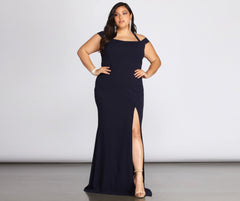 Plus Adelina Formal Halter Crepe Dresses