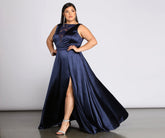 Plus Charlene Formal Satin Lace Dresses