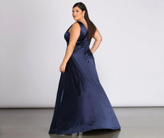 Plus Charlene Formal Satin Lace Dresses