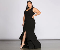 Plus Sandra Glitter Ruffle Dresses