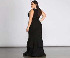 Plus Sandra Glitter Ruffle Dresses