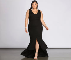 Plus Sandra Glitter Ruffle Dresses