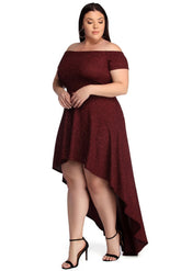 Vestidos formales altos y bajos con purpurina de Penélope Plus