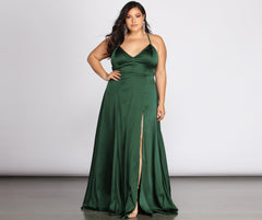 Plus Vera Satin Lace Up Formal Dresses
