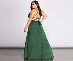 Plus Vera Satin Lace Up Formal Dresses