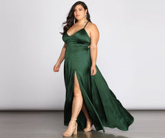 Plus Vera Satin Lace Up Formal Dresses