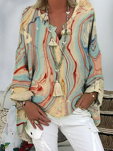 Camisas y tops casuales de manga larga con estampados de talla grande