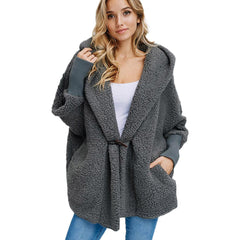 Plüsch-Kapuzenmäntel aus reiner Baumwolle mit langen Ärmeln