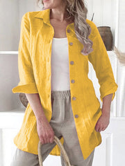 Schlichte, lässige Blusen mit Umlegekragen für Damen mit Knöpfen