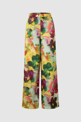 Pantalones de satén con estampado floral