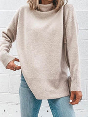 Schlichte, hochgeschlossene, langärmlige, elegante Pullover für Damen
