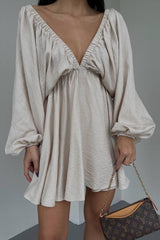 Feeling So Sweet V-neck Long Sleeve Mini Dress