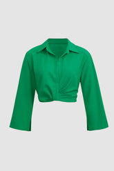 Gathered Hem Collar Blouse