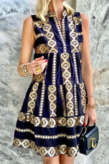 Arbeitsdruck Drucken V-Ausschnitt A-Linie Kleider