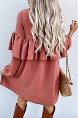 Arbeitskleider mit einfarbiger Falte und O-Ausschnitt