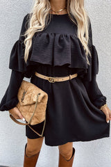 Arbeitskleider mit einfarbiger Falte und O-Ausschnitt