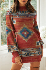 Kleider mit Patchwork-Arbeitsdruck und Stehkragen