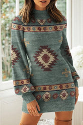 Kleider mit Patchwork-Arbeitsdruck und Stehkragen