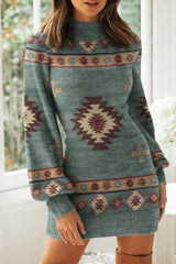 Kleider mit Patchwork-Arbeitsdruck und Stehkragen