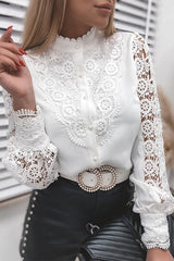Work Solid Lace Half-Rollkragenoberteile