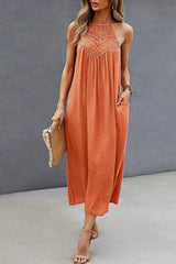 Elegante Kleider mit einfarbiger Spitze und ausgehöhltem Neckholder und einem Schrittrock